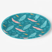 Mid Century Pink Catamaran - Blue Background Papieren Bordje (Gekanteld)