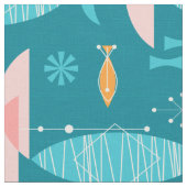 Mid Century Pink Catamaran - Blue Background Stof (Close Up)