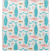 Mid Century Pink Catamaran Douchegordijn (Voorkant)