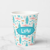 Mid Century Pink Catamaran Papieren Bekers (Voorkant)