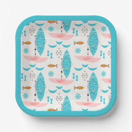 Mid Century Pink Catamaran Papieren Bordje