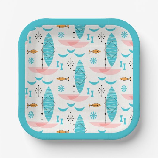 Mid Century Pink Catamaran Papieren Bordje (Voorkant)