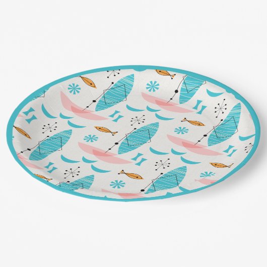 Mid Century Pink Catamaran Papieren Bordje (Gekanteld)