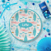 Mid Century Pink Catamaran Papieren Bordje (Feest)