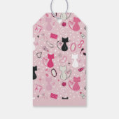 Mid Century Pink Heart Cats Birthday Cadeaulabel (Achterkant)