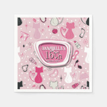 Mid Century Pink Heart Cats Verjaardag