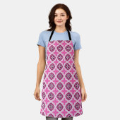Mid-Century Pink Quatrafoil Apron Schort (Gedragen)