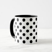 Mid-Century Polka Dots Zwart op Wit Mok (Voorkant links)
