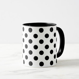 Mid-Century Polka Dots Zwart op Wit Mok