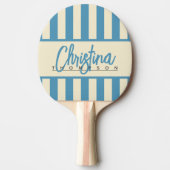 Mid-Century Polo Snoep Striping Aqua Splash Naam Tafeltennisbatje (Voorkant)