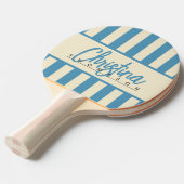 Mid-Century Polo Snoep Striping Aqua Splash Naam Tafeltennisbatje (Voorkant Gekanteld)