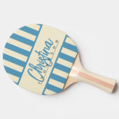 Mid-Century Polo Snoep Striping Aqua Splash Naam Tafeltennisbatje (Zijkant)
