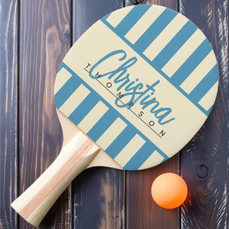 Mid-Century Polo Snoep Striping Aqua Splash Naam Tafeltennisbatje