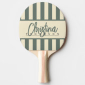 Mid-Century Polo Snoep Striping Warme Grijze Naam Tafeltennisbatje (Voorkant)