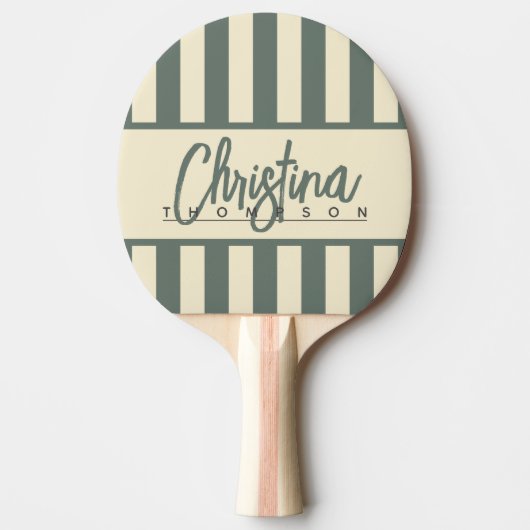 Mid-Century Polo Snoep Striping Warme Grijze Naam Tafeltennisbatje (Voorkant)