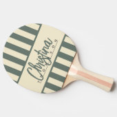 Mid-Century Polo Snoep Striping Warme Grijze Naam Tafeltennisbatje (Zijkant)