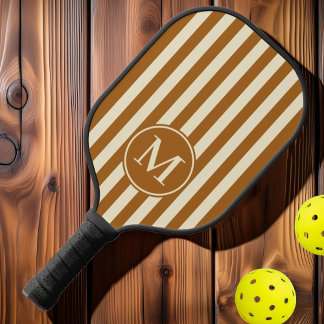 Mid-Century Polo Striping Burnt Sand Monogram Pickleball Paddle