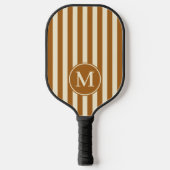 Mid-Century Polo Striping Burnt Sand Monogram Pickleball Paddle (Voorkant)