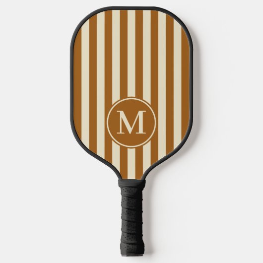 Mid-Century Polo Striping Burnt Sand Monogram Pickleball Paddle (Voorkant)
