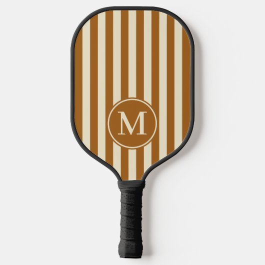 Mid-Century Polo Striping Burnt Sand Monogram Pickleball Paddle (Achterkant)