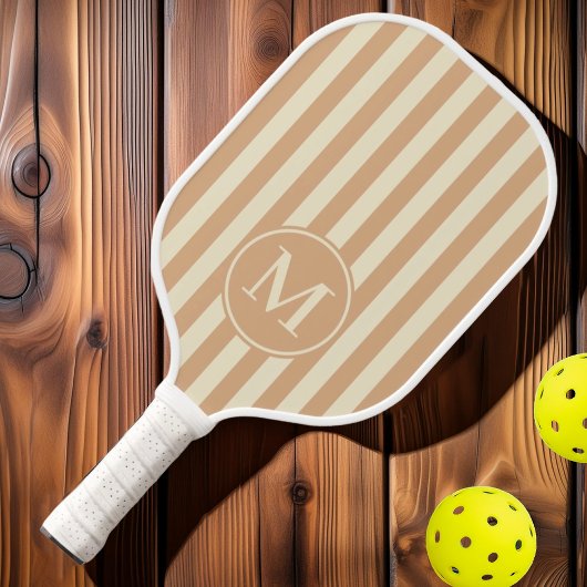 Mid-Century Polo Striping Peach Kiss Monogram Pickleball Paddle