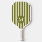 Mid-Century Polo Striping Willow Groen Monogram Pickleball Paddle (Voorkant)