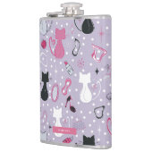 Mid Century Purple Heart Cats Flask Heupfles (Links)