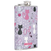 Mid Century Purple Heart Cats Flask Heupfles (Rechts)