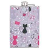 Mid Century Purple Heart Cats Flask Heupfles (Achterkant)