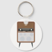 Mid Century  Radio Retro Muziekliefhebber Sleutelhanger (Voorkant)