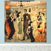 Mid Century Retro 40s Halloween Martini Feest Canvas Afdruk (Insitu (Houten vloer))