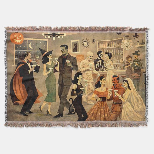 Mid Century Retro 40s Halloween Martini Feest Deken (Voorkant)