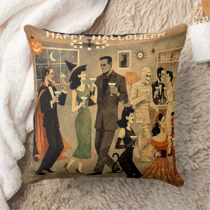 Mid Century Retro 40s Halloween Martini Feest Kussen