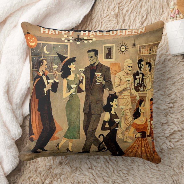 Mid Century Retro 40s Halloween Martini Feest Kussen (Deken)