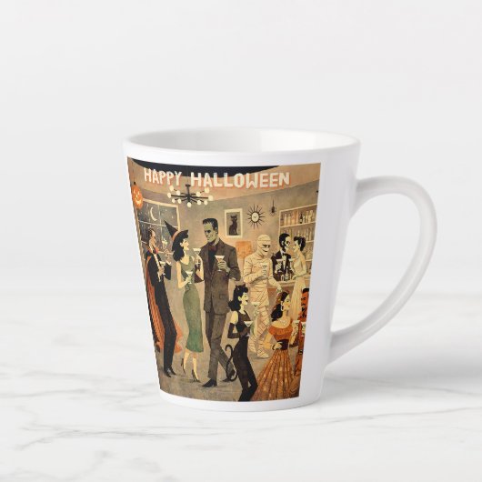 Mid Century Retro 40s Halloween Martini Feest Latte Mok (Rechts)