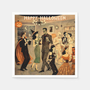 Mid Century Retro 40s Halloween Martini Feest Servet