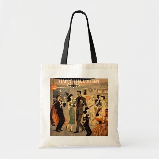 Mid Century Retro 40s Halloween Martini Feest Tote Bag (Voorkant)