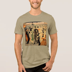 Mid Century Retro 40s Halloween Martini Feest Tri-Blend Shirt