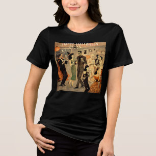Mid Century Retro 40s Halloween Martini Feest Tri-Blend Shirt