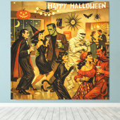 Mid Century Retro 50s Halloween Martini Feest Canvas Afdruk (Insitu (Houten vloer))