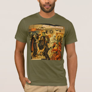 Mid Century Retro 50s Halloween Martini Feest T-shirt