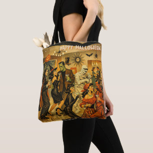 Mid Century Retro 50s Halloween Martini Feest Tote Bag