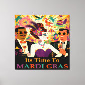 Mid Century Retro 60s Mardi Gras Cocktail Party Canvas Afdruk (Voorkant)