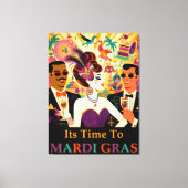 Mid Century Retro 60s Mardi Gras Cocktail Party Canvas Afdruk (Voorkant)