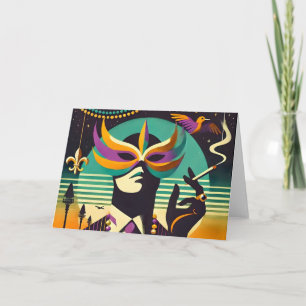 Mid Century Retro 60s Mardi Gras Het Roken Man Kaart