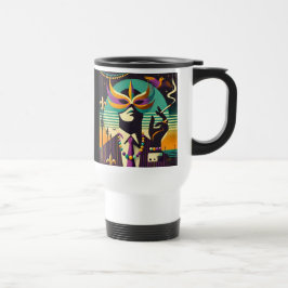 Mid Century Retro 60s Mardi Gras Het Roken Man Reisbeker