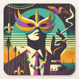 Mid Century Retro 60s Mardi Gras The Smoking Man Kartonnen Onderzetters