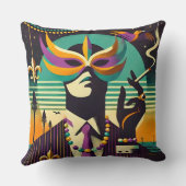 Mid Century Retro 60s Mardi Gras The Smoking Man Kussen (Achterkant)