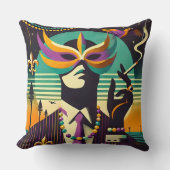 Mid Century Retro 60s Mardi Gras The Smoking Man Kussen (Voorkant)