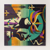 Mid Century Retro 60s Mardi Gras The Smoking Man Legpuzzel (Horizontaal)